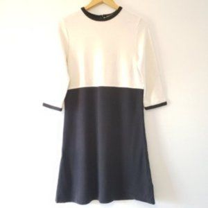 Zara Midi Black Cream Knit Dress Size Large.